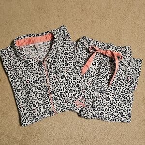 Victoria's Secret Leopard Print Pajama Set with Pink Accents